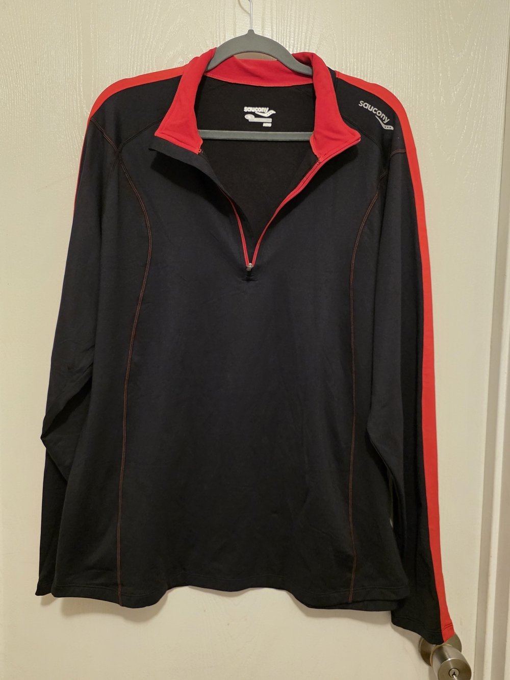Saucony Black Quarter-Zip Pullover with Red Trim